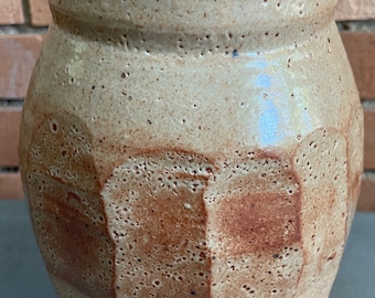 Vintage 70s Hand Crafted Decorative Ceramic Stoneware Pottery Jar + Lid Mid Century Modern Signed