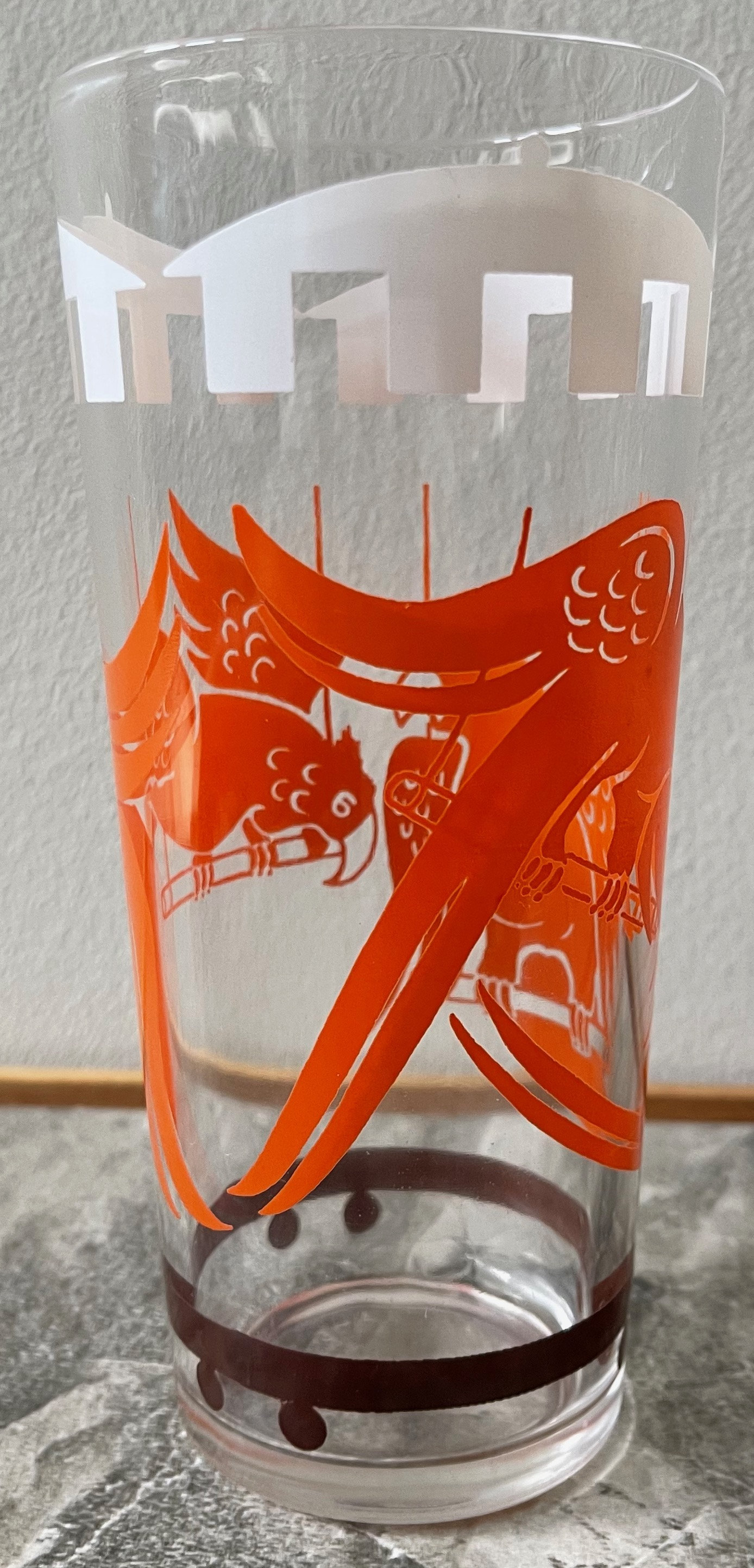 Vintage Hazel Atlas Big Top Circus Orange Parrots Drinking Glass Mid  Century 60s Drinkware Tumbler