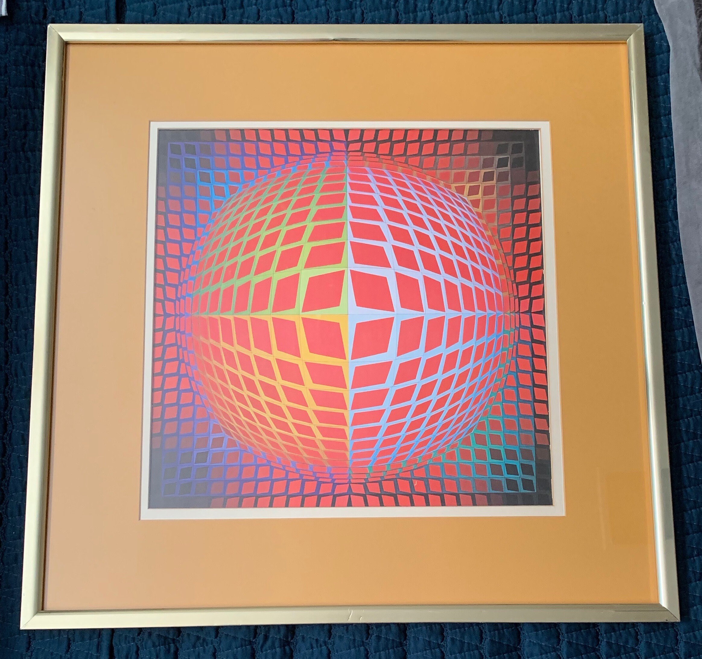 Vintage Victor Vasarely Op Art Lithograph Print Wall