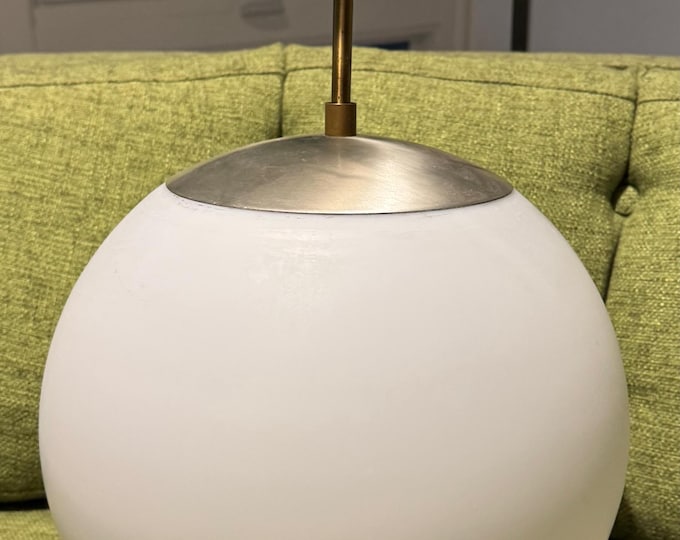 Vintage MCM Round Glass Globe Orb Ceiling Light Lamp Mid Century Modern 1960s Markstone