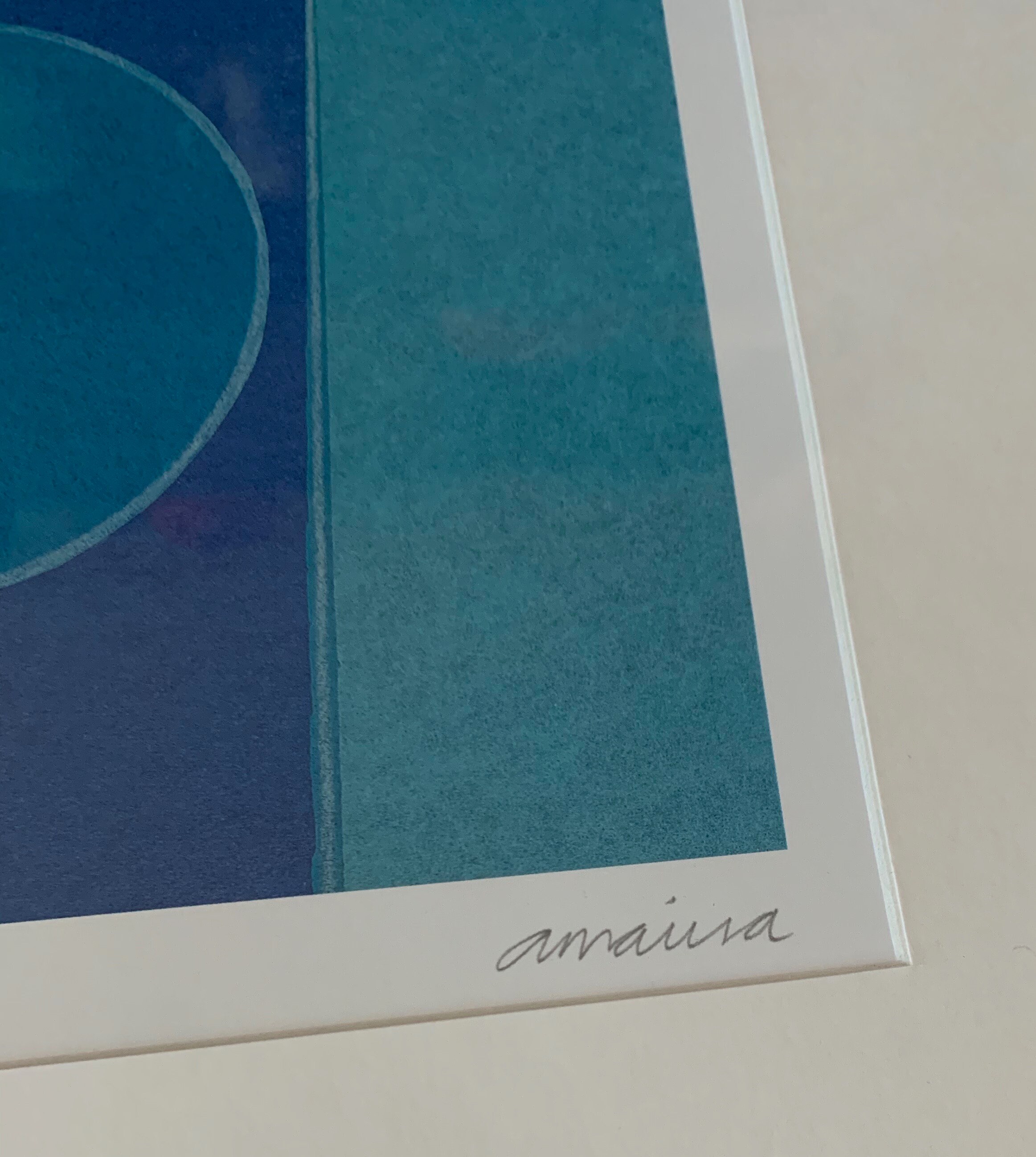 Amaina Abstract Shapes Midnight Moon Lithograph Print Signed