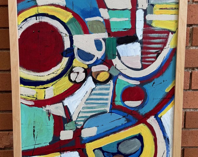 Vintage MCM Abstract Oil Painting Mid Century Modern Art Signed Heigh