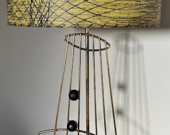 Rare Vintage MCM Abstract Lamp Fiberglass Shade Atomic Era Mid Century Lighting 50s