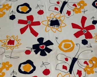 Vintage Butterly Flowers Fabric Textile Synthetic Material Craft Projects Modern