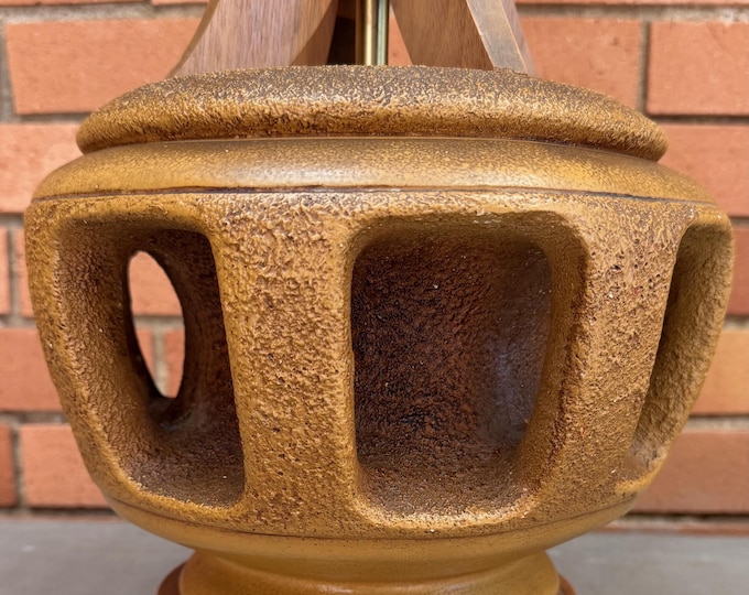 Vintage MCM PLASTO Plaster Wood Lamp Mid Century Modern Lighting 1960s Cut-Outs