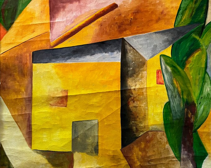 Contemporary Abstract Cubist Landscape Oil Painting Modern Art Signed Jones