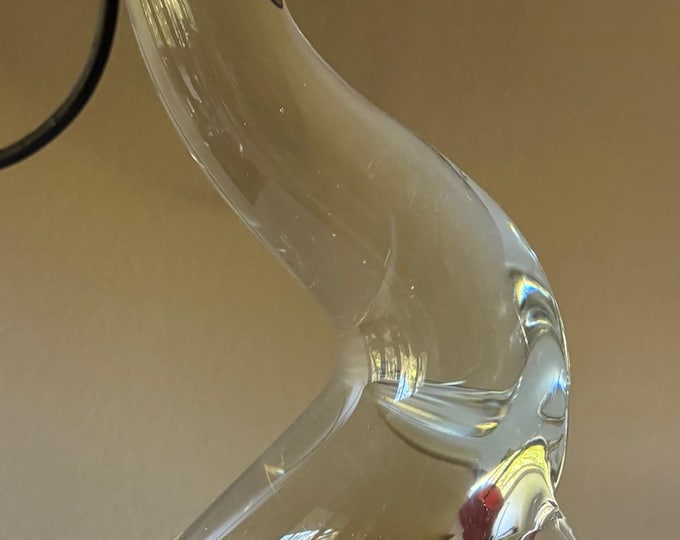 Contemporary Clear Art Glass Seal Balancing Ball Sculpture Statue Modern