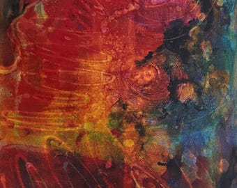 Original Vintage Abstract Multi-color Screen Print Modern Art Signed Virginia Witt