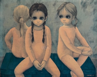 Vintage 1960s MCM Keane Lithograph Print Big Eyes Ballet Modern Art Mid Century Kitsch As-Is