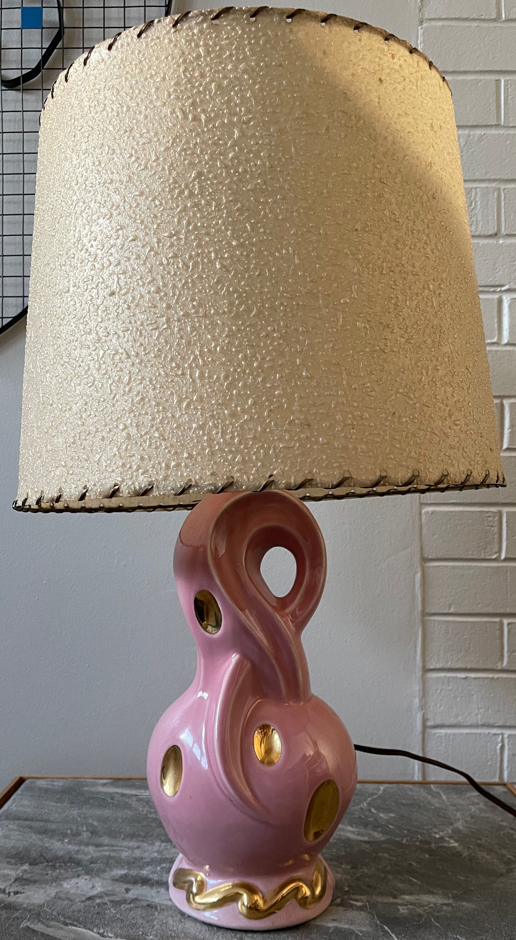Vintage 1950s 60s Pink Gold Ceramic Lamp Mid Century Modern Vintage 1950s 60s Pink Gold Ceramic Lamp Mid Century Modern