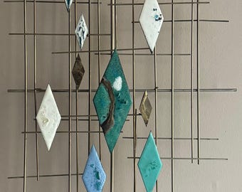 MCM Vintage 1960s Enamel Metal Sculptural Wall Hanging Mid Century Modern Art