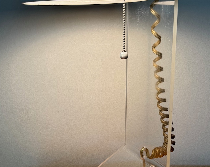 Vintage 1960s White Metal Acrylic Lamp Mid Century Modern MCM Lighting Sonneman
