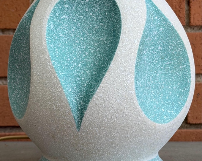 Vintage MCM Turquoise White Ceramic Lamp Teardrops Mid Century Modern Lighting