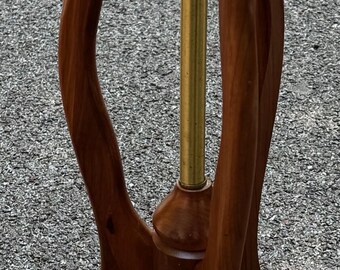 Vintage MCM Sculptural Bruce Industries Wood Lamp Modern Lighting 1970s