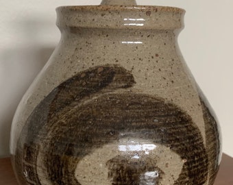 Vintage 60s Stoneware Vase Jug Vessel Urn Mid Century Modern Studio Pottery Signed Deyoe B