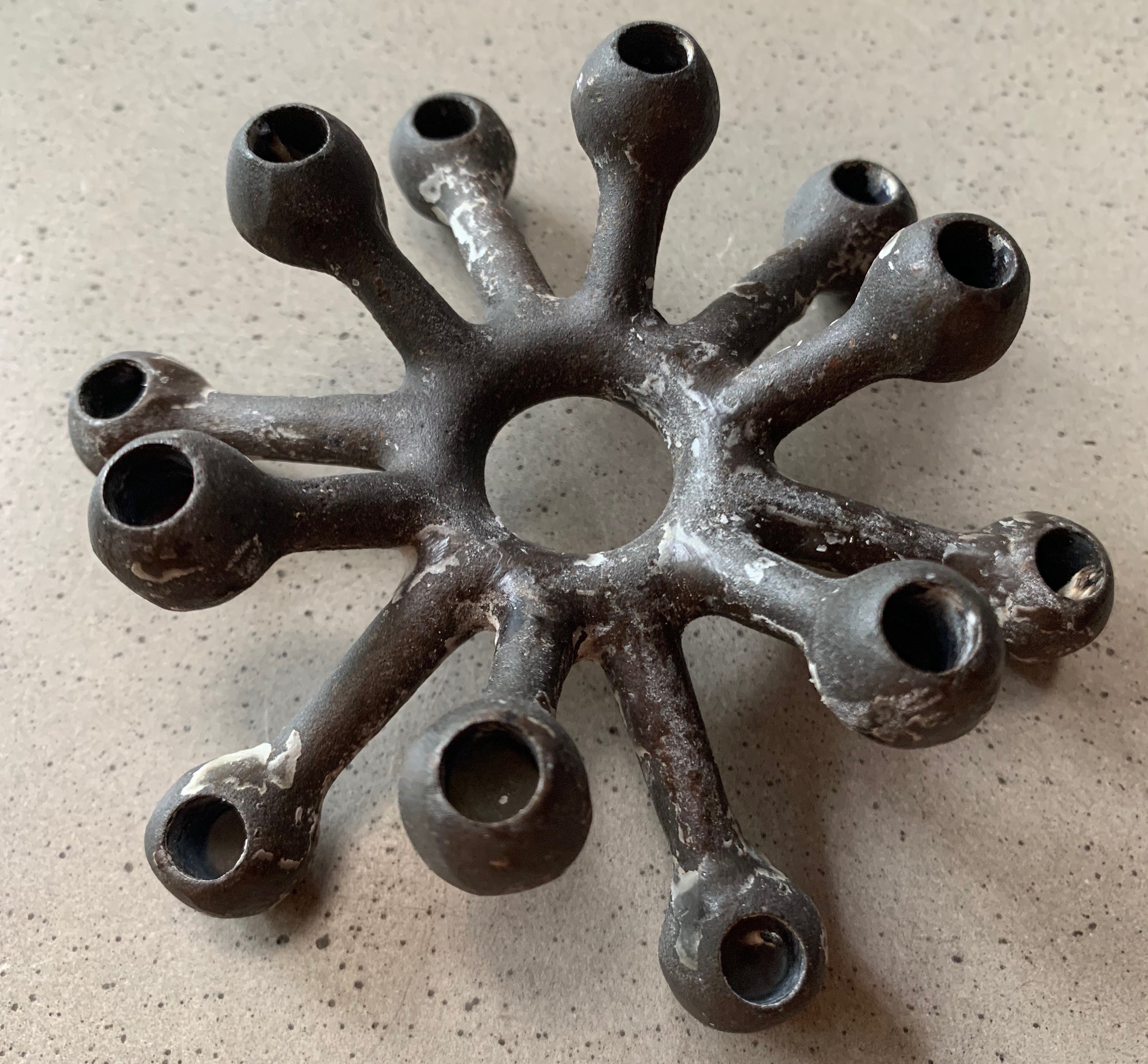 Vintage Dansk Cast Iron Spider Candle Holder Denmark Mid Century
