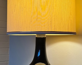 Vintage 60s Black Ceramic Space Age Lamp + Shade Mid Century Lighting Modern MCM
