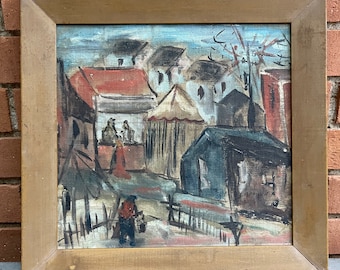 Vintage Landscape Scenery Framed Oil Painting Modern Art Wall Hanging Signed