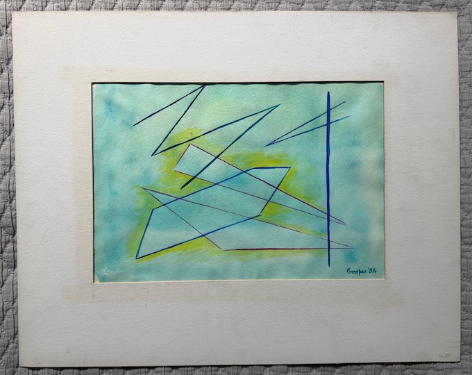 Vintage MCM Edward Cooper Geometric Shapes Painting Mid Century Modern Art 1950's - 3