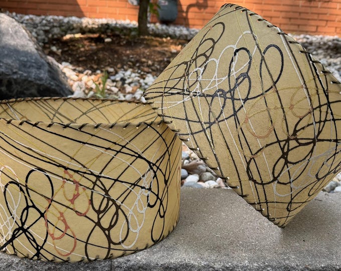 Pair Vintage Fiberglass Lamp Shades Mid Century MCM Modern Atomic Era 1950s Nice
