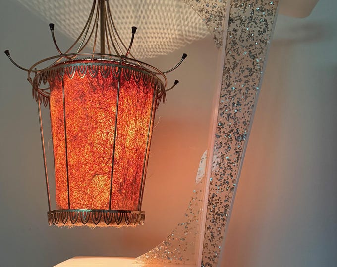 Vintage MCM MOSS Lamp Mid Century Modern Lighting Lucite Acrylic Spun Fiberglass Shade 50s