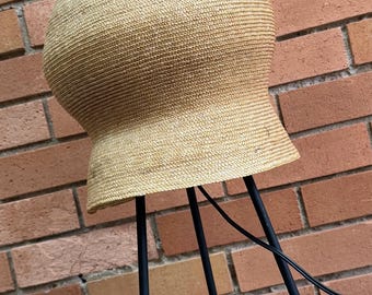 Vintage Sculptural Tripod Lamp Woven Jute Iron Mid Century MCM Modern Lighting