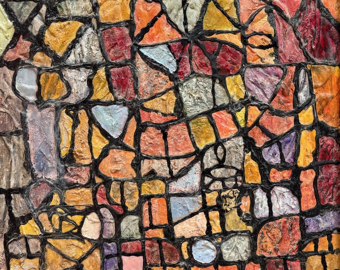 Vintage MCM Abstract Textured Oil Painting Art Mid Century Modern Signed Gerber 70s