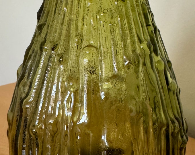 Vintage Empoli Genie Bottle Decanter w/ Stopper Green Italy Wax Drip Mid Century Modern MCM 60s