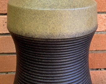 Vintage 1970s Ceramic Pottery Lamp Ribbed Modern Lighting Mid Century Earthtones