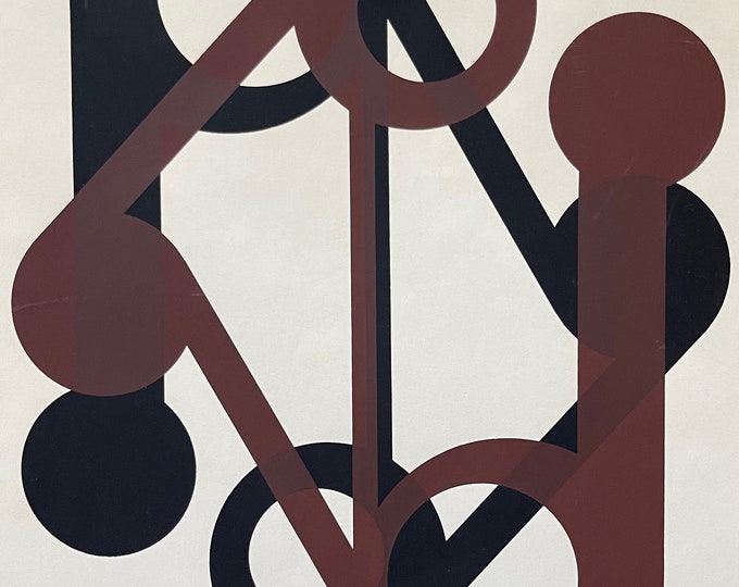 Vintage 70s Abstract Screen Print Serigraph Modern Art Wall Hanging Signed Kohl