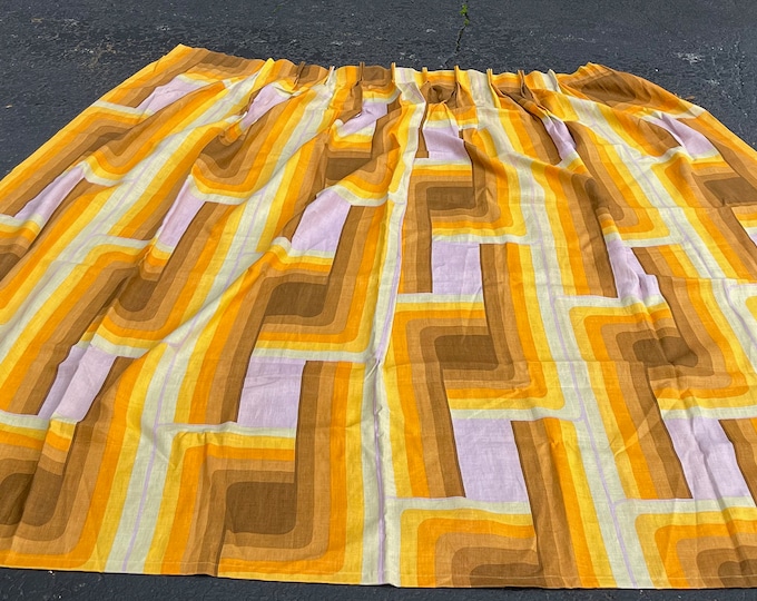 Vintage 60s Kaufman Pierre Cardin Curtains Textile Fabric Mid Century Modern Tissu Environments Cotton