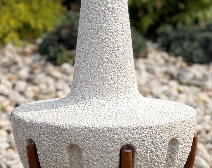 Vintage MCM Lamp Sculptural Ceramic Wood Mid Century Modern Lighting 1960s