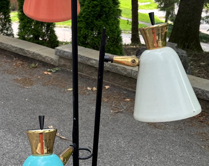 Vintage MCM Lightolier MCM Tri-Color Floor Lamp Mid Century Modern Atomic 50s