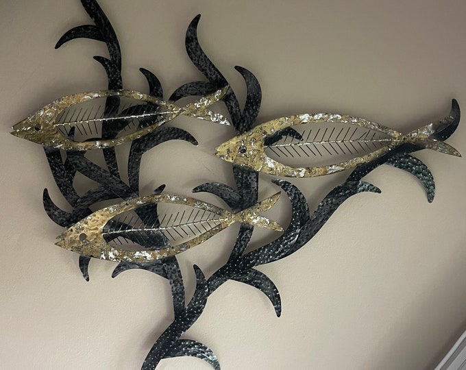 Vintage Curtis Jeré Sculptural Atomic Fish Metal Wall Hanging Modern Art Signed