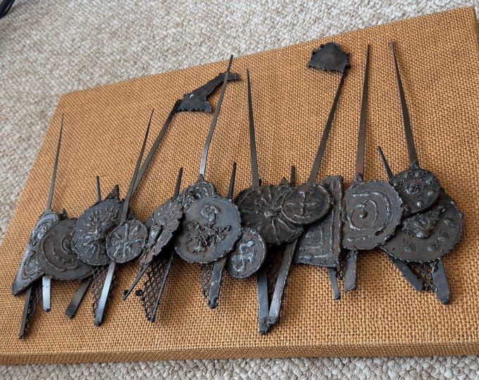 Vintage MCM Sculptural Brutalist Wall Hanging Torch Cut Metal Mid Century Modern