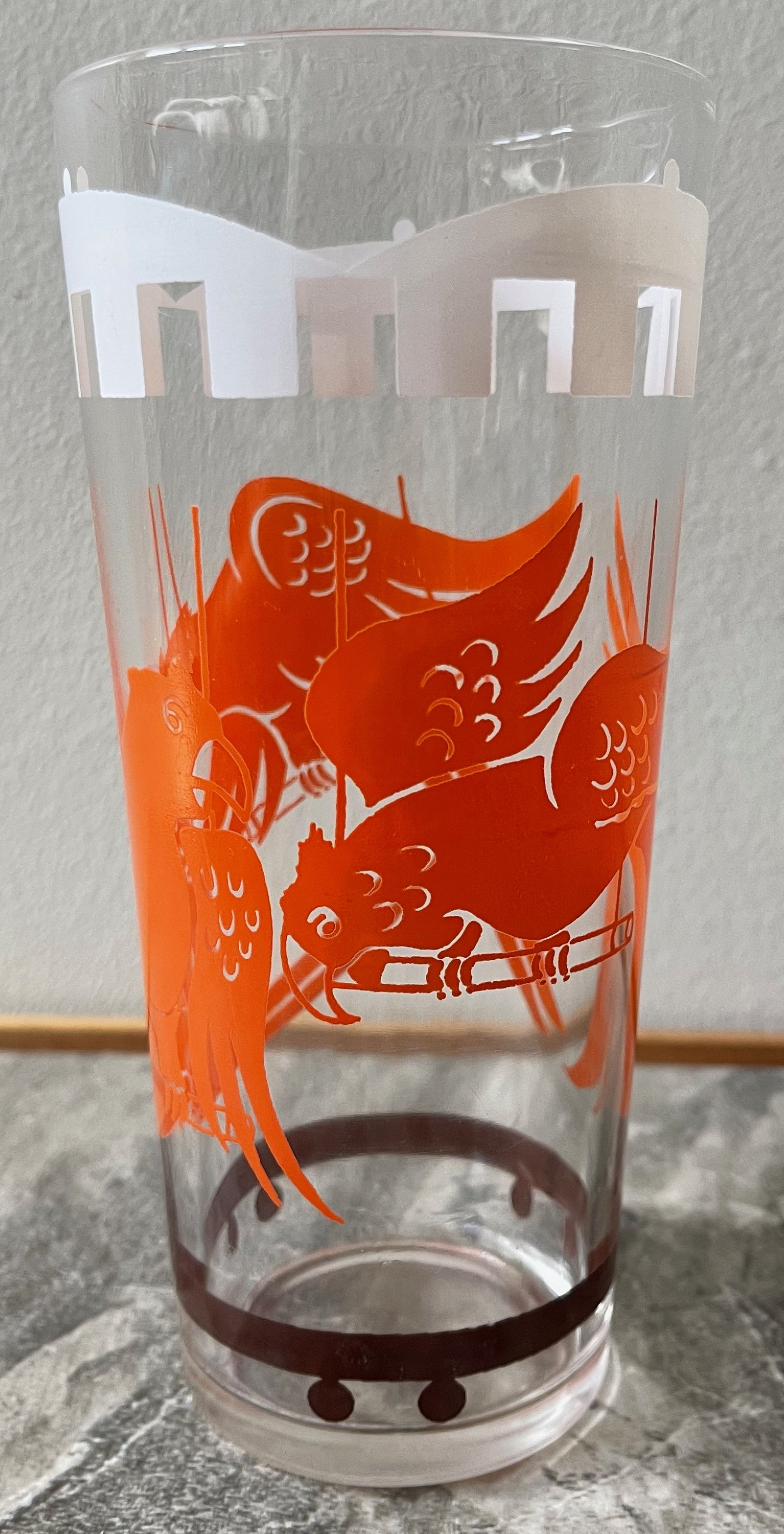 Vintage Hazel Atlas Big Top Circus Orange Parrots Drinking Glass Mid  Century 60s Drinkware Tumbler