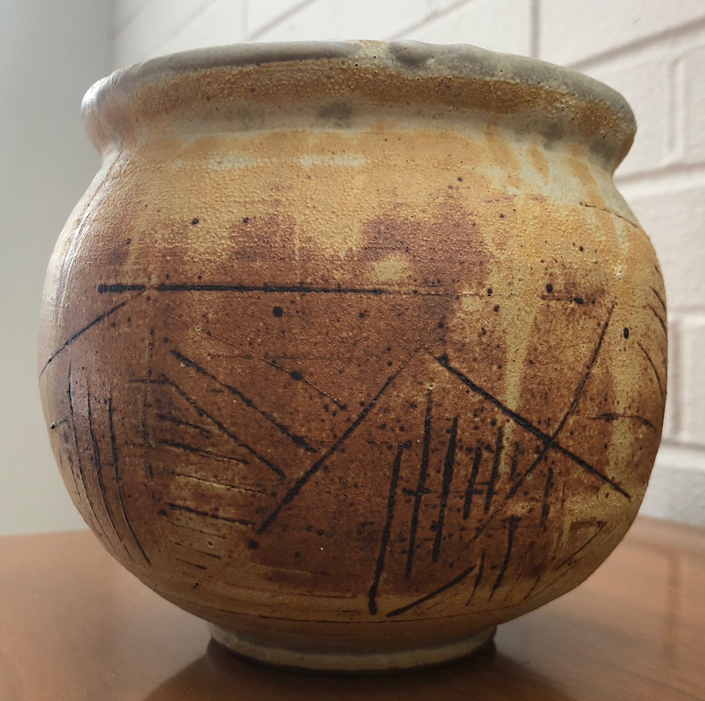 Vintage Decorative Ceramic Stoneware Pottery Planter Vase Vessel Mid