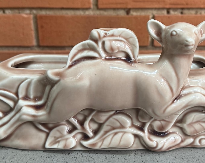 Vintage 1950s Ceramic Gazelle Deer TV Lamp + Planter Mid Century MCM Lighting