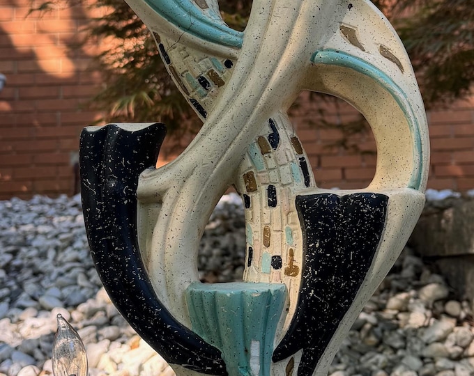 Wild + Crazy Vintage MCM 50s Plaster Lamp Mid Century Modern Atomic Era (As-Is)