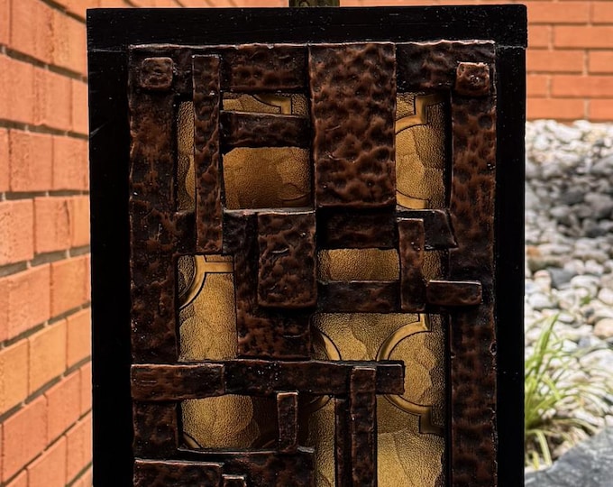 Vintage MCM Brutalist Table Wood Acrylic Panels Mid Century Modern Lighting 70s