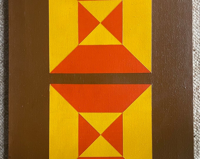 Cool Vintage 1970s Hard Edge Geometric Painting Modern Art Wall Hanging Signed