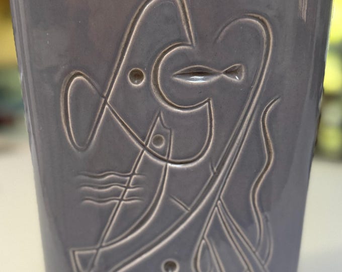 Vintage MCM Abstract Fish Gray Ceramic Lamp Base Mid Century Lighting 50s Atomic
