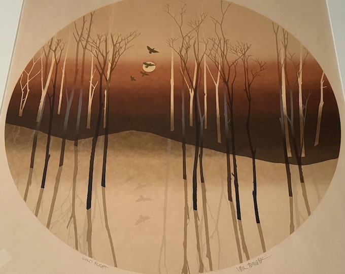 Vintage Virgil Thrasher Print Signed Limited Edition Nature Trees Modern Art
