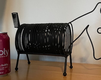 Large Vintage 1950s Coil Wire Dog Animal Letter Record Holder Mid Century Kitsch