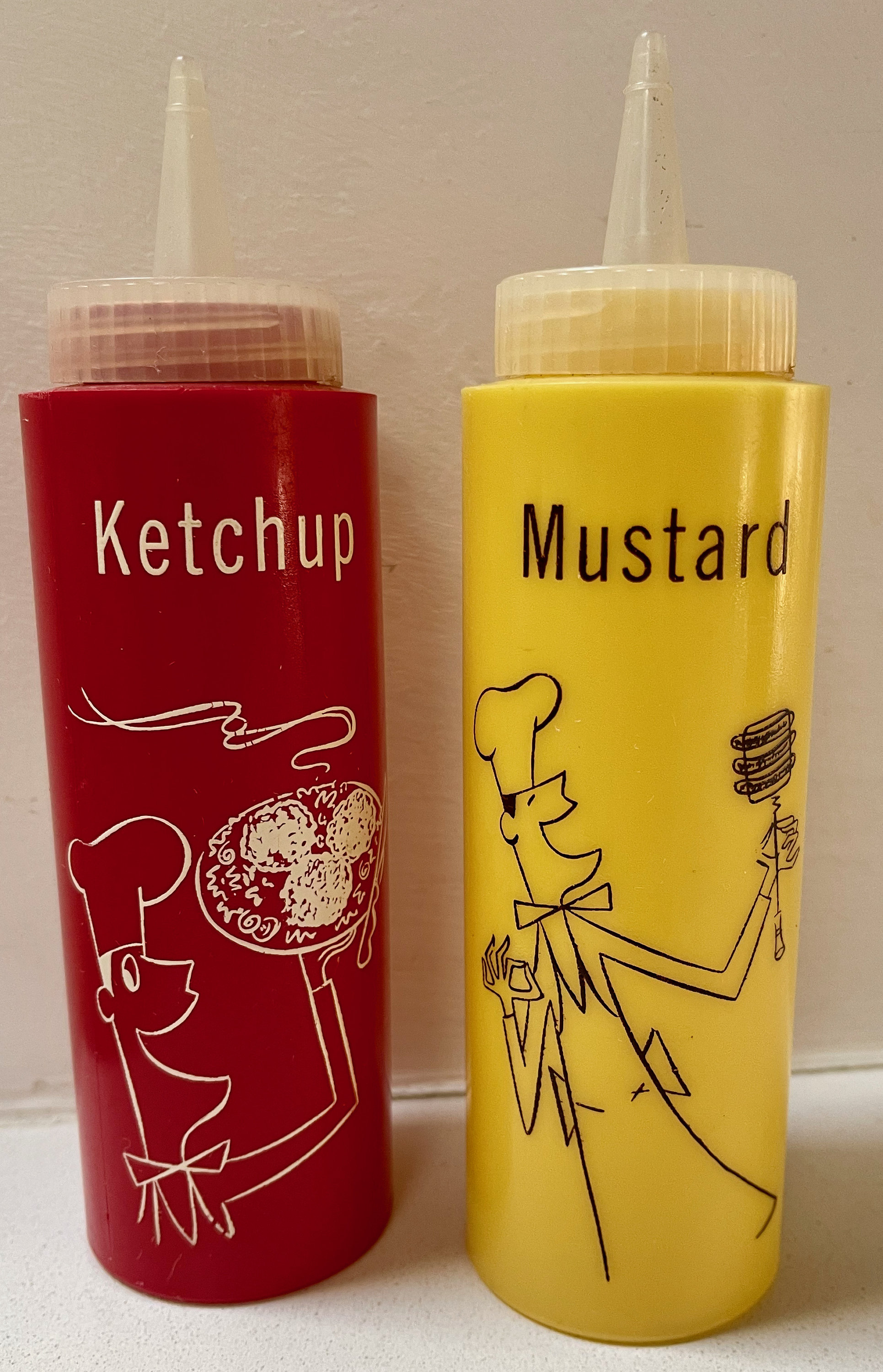 Vintage 50s 60s Plastic Ketchup Mustard Squeeze Bottles Mid Etsy