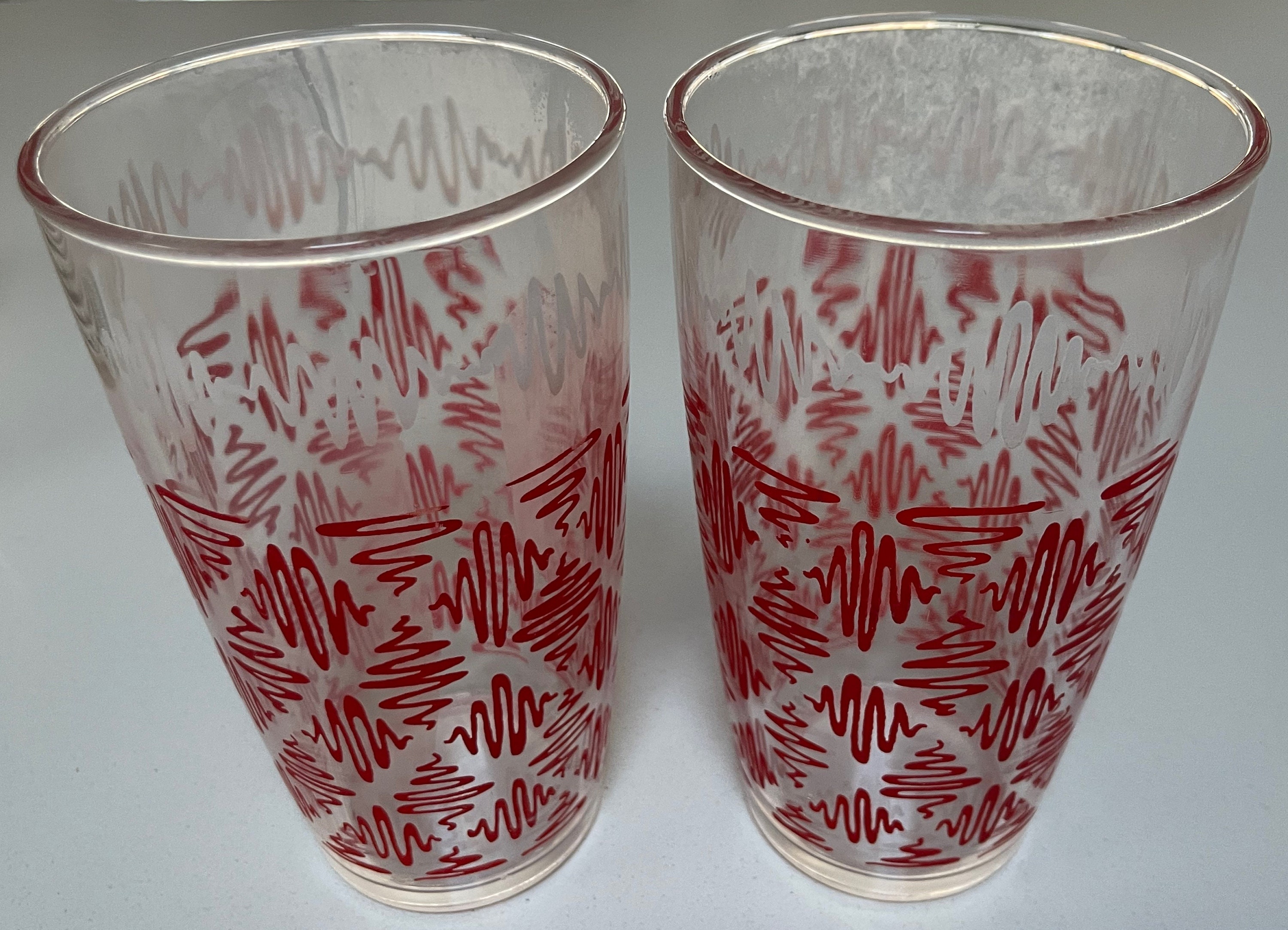 Vintage Hazel Atlas Pink Blue White Drinking Glasses Cottagecore