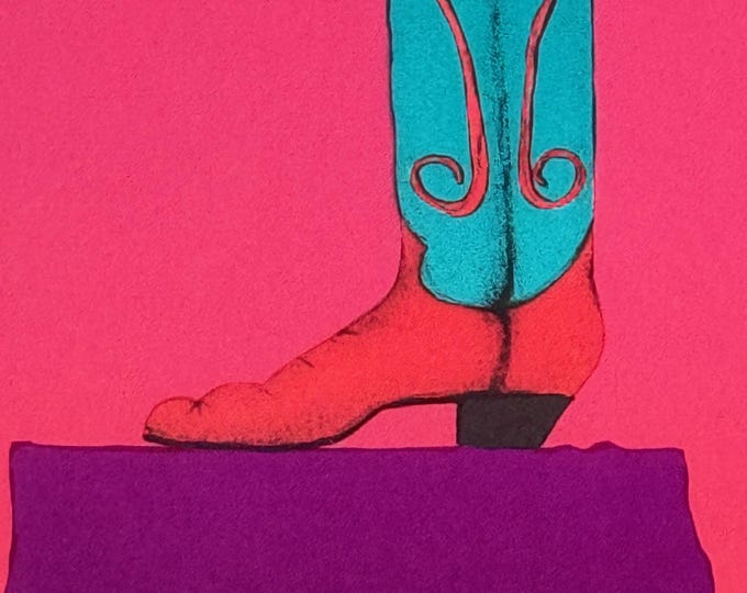 Vintage 80s D.G. Smith Gallery Art Exhibition Lithograph Poster Modern Southwest Cowboy Boot