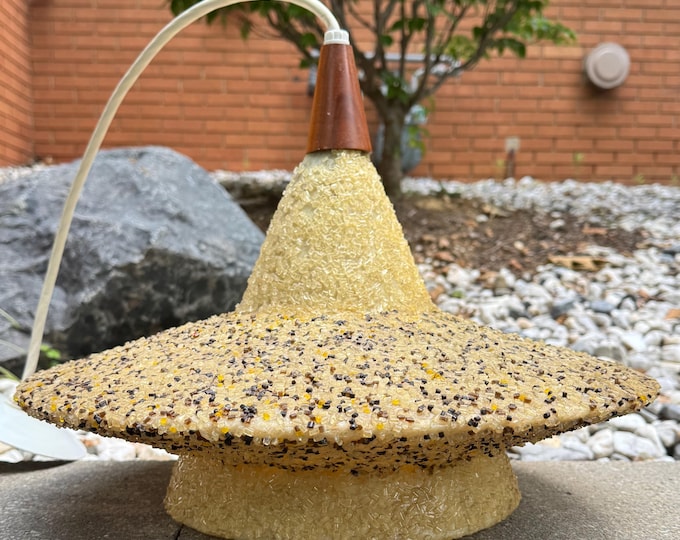 Vintage MCM MOE Fiberglass Pendant Swag Lamp Mid Century Lighting UFO Saucer 60s