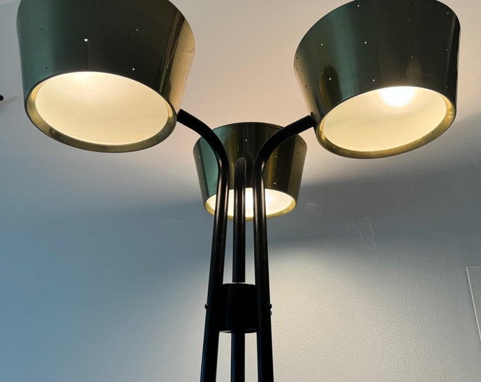 Vintage Three Shade Floor Lamp Gerald Thurston Lightolier Mid Century MCM Atomic Era 60s