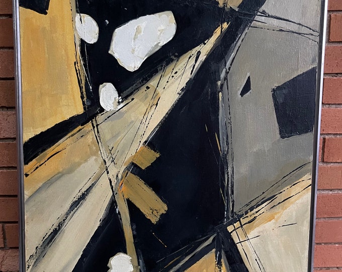 Vintage Abstract TOM HAYWARD Oil Painting Mid Century Modern Art Wall Hanging Signed
